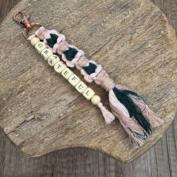 Macrame Charm Beaded Flower Purse Keychain Charm Boho Accessories FAST SHIP NEW - Picture 4 of 4